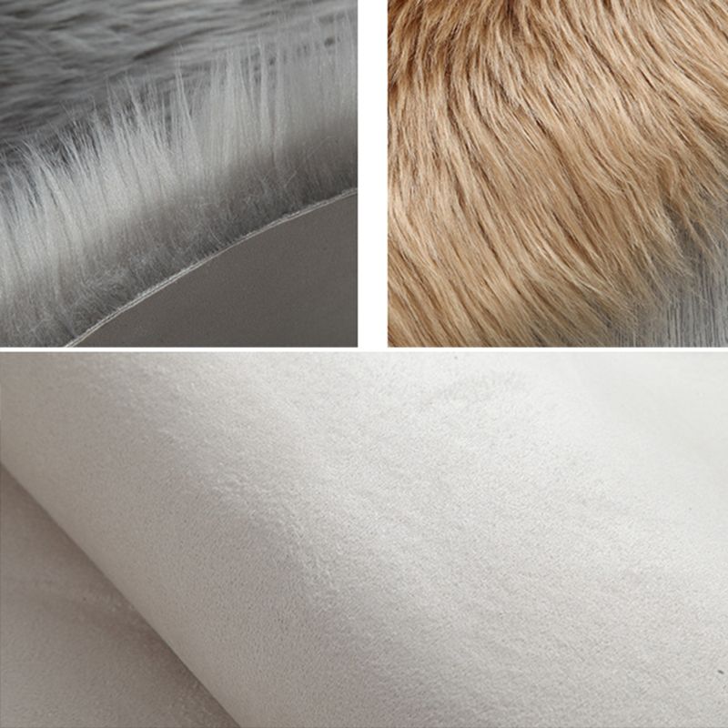 Comfort Modern Shag Area Rug Simplicity Solid Round Area Carpet Polyester Friendly Washable for Living Room