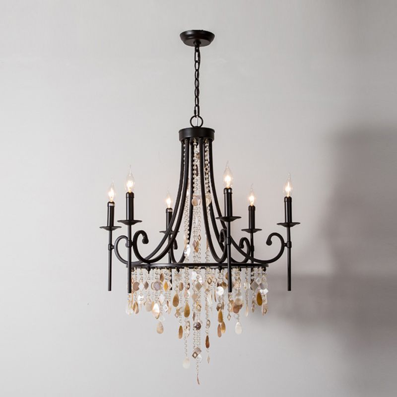 American Candle Shape Chandelier Metal Multi Light Hanging Light for Bedroom