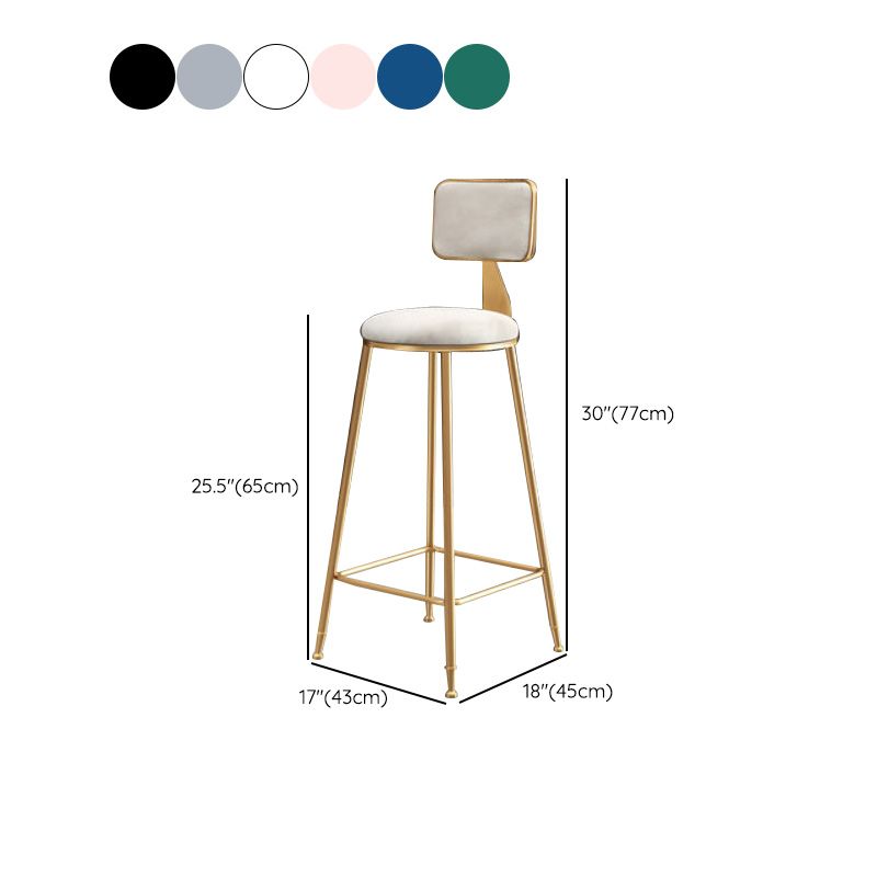 Glam Round Upholstered Counter Stool Low Back Stool with Gold Frame