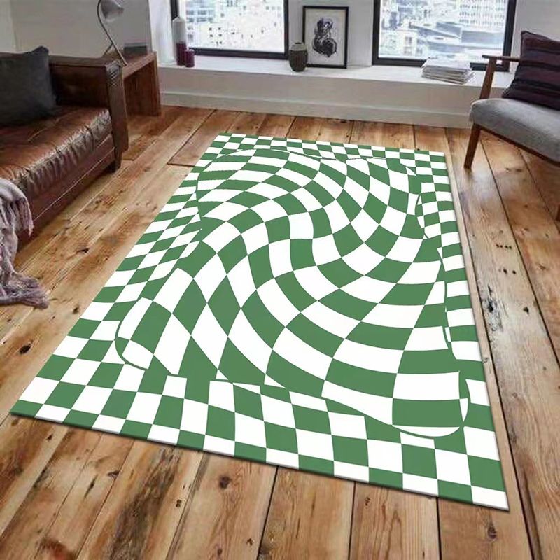 Light Purple Irregular Check Rug Polyester Modern Rug Washable Rug for Home Decor