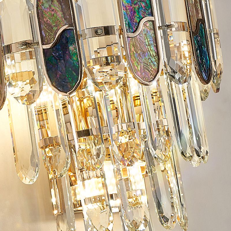 Modern Style Layered Wall Light Crystal 3 Lights Sconces for Bedroom