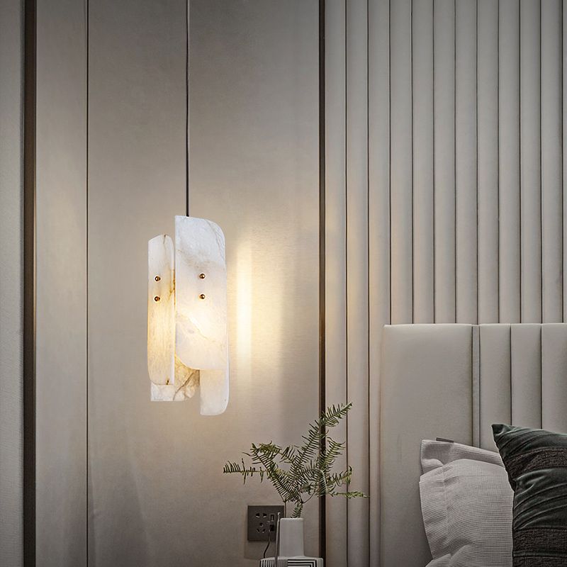 Unique Shape Hanging Lighting Modern Style Marble 1 Light Pendant Lamp for Bedroom