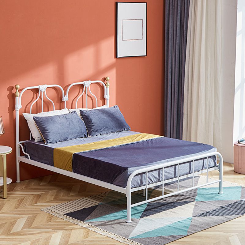 49.21" Modernism Metal Bed with Headboard Low Profile Standard Bed
