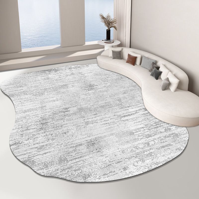 Fancy Grey Area Rug Modern Polyester Area Carpet Tie-Dye Pattern Stain Resistant Rug for Home Decor