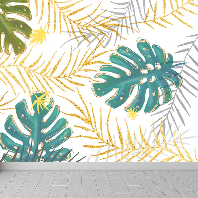 Waterproof Leaves Wall Mural Tropical Non-Woven Wall Decor, Custom Size Available