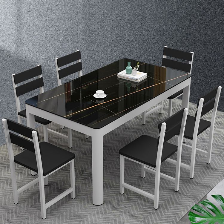 Metal Modern Rectangle Indoor Table Glass Top Table for Dining Room and Kitchen