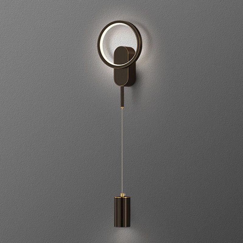 Modern Style Circle Shape Wall Light Metal 2 Light Sconces for Bedroom