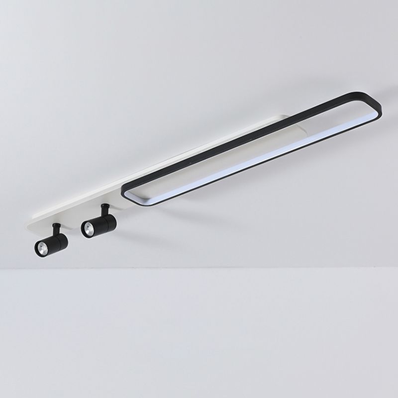 Lámpara de techo de metal de estilo minimalista moderno con montaje semi empotrado LED acrílico rectangular para pasillo