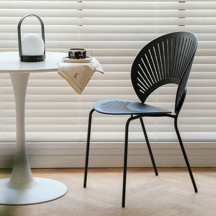 Modern Armless Dining Chairs Solid Wood Windsor Back Dining Side Chair