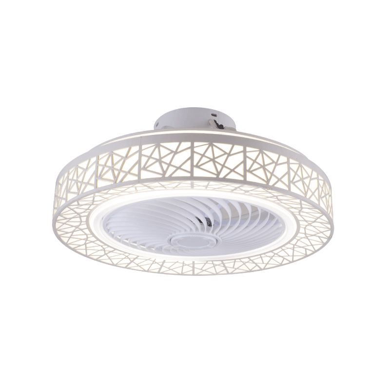 Lampada a ventola del nido rotondo in stile moderno camera da letto in metallo LED Luce a soffitto