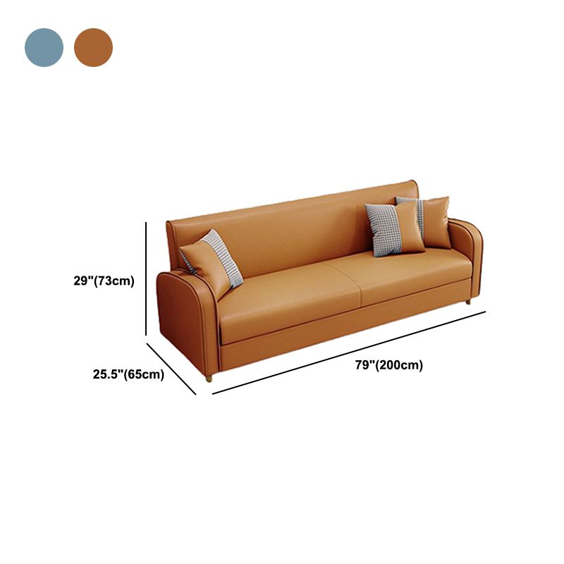 Stain Resistant Faux Leather Sloped Arm Sofa Contemporary Standard Sofa