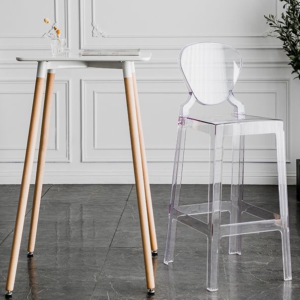 Industrial Backrest Armless Counter Stool Plastic Bar Stool with 4 Legs