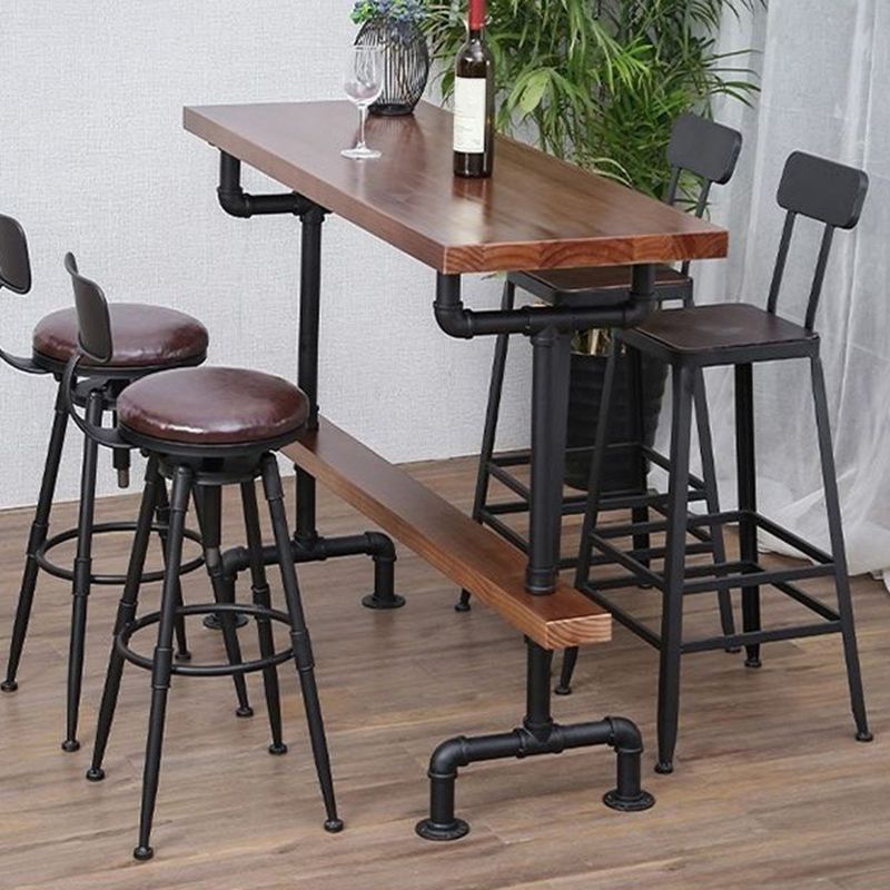 Industrial Solid Wood Bar Table Rectangle Bistro Dining Table