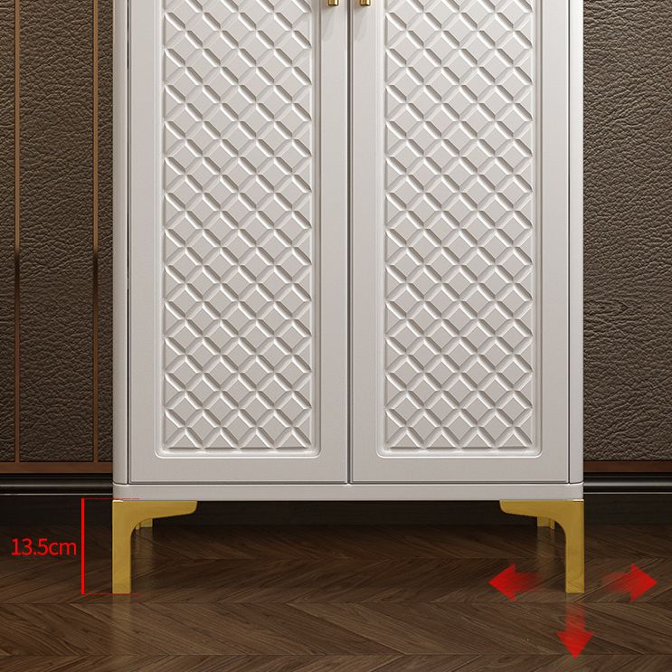 Engineered Wood Wardrobe Cabinet Glam Style Soft Close Doors Wardrobe Closet in White