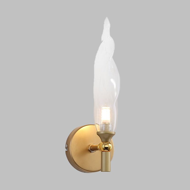 Brass Torch Shape Sconce Lighting Modernist 1 Bulb Clear Glass LED Wall Mount Lamp for Bedside