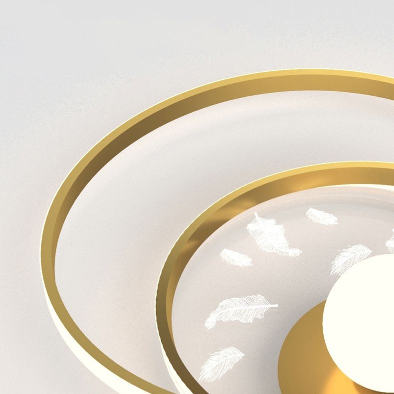 Plafonnier circulaire en métal doré, montage encastré, Style moderne, pour chambre à coucher