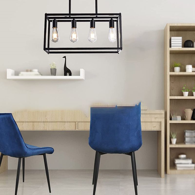 Industrial Pendant Light Rectangle Shape Island Light with Metal Shade for Living Room