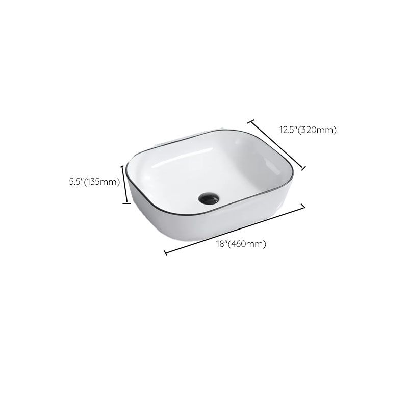 Bathroom Sink Ceramic Black Edging Anti-spill Rectangular Rod Single Handle Faucet Sink