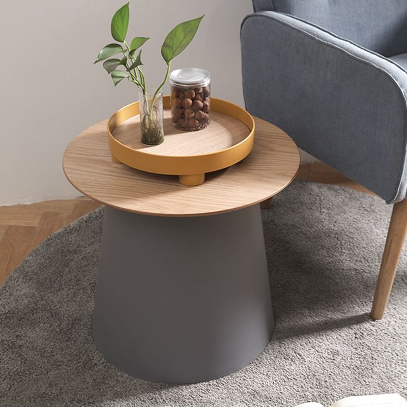 Pedestal Base Design Cocktail Table RoundSolid Wood/acrylic Top Coffee Table