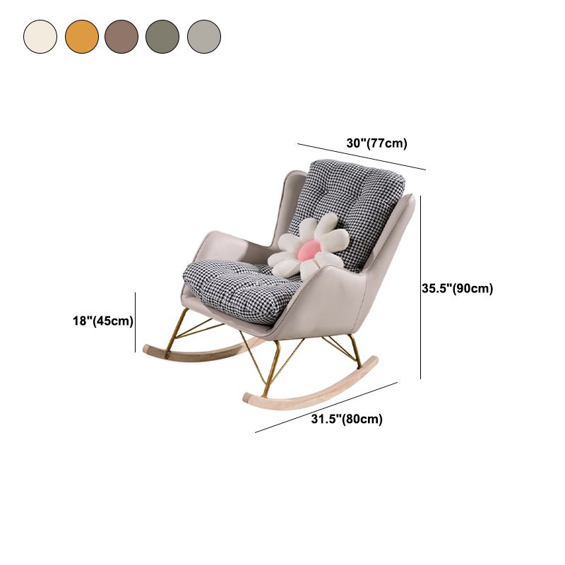 Modern Rocking Chair Metal Frame Doll Cotton Filling Spindle Rocker Chair
