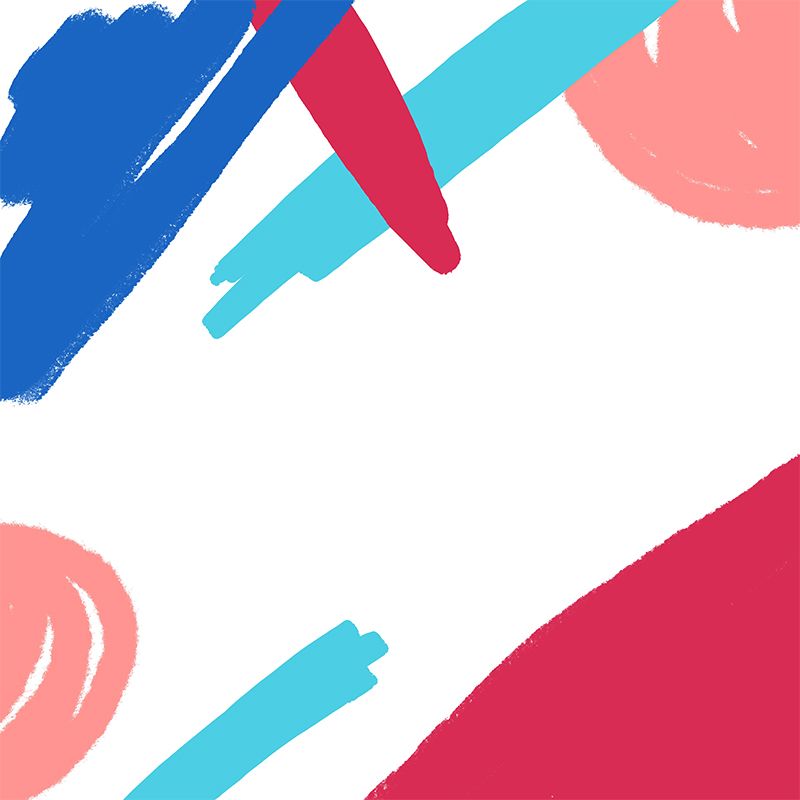 Kids Painting Abstract Mural Decal Red-Blue Moisture Resistant Wall Decor for Nursery