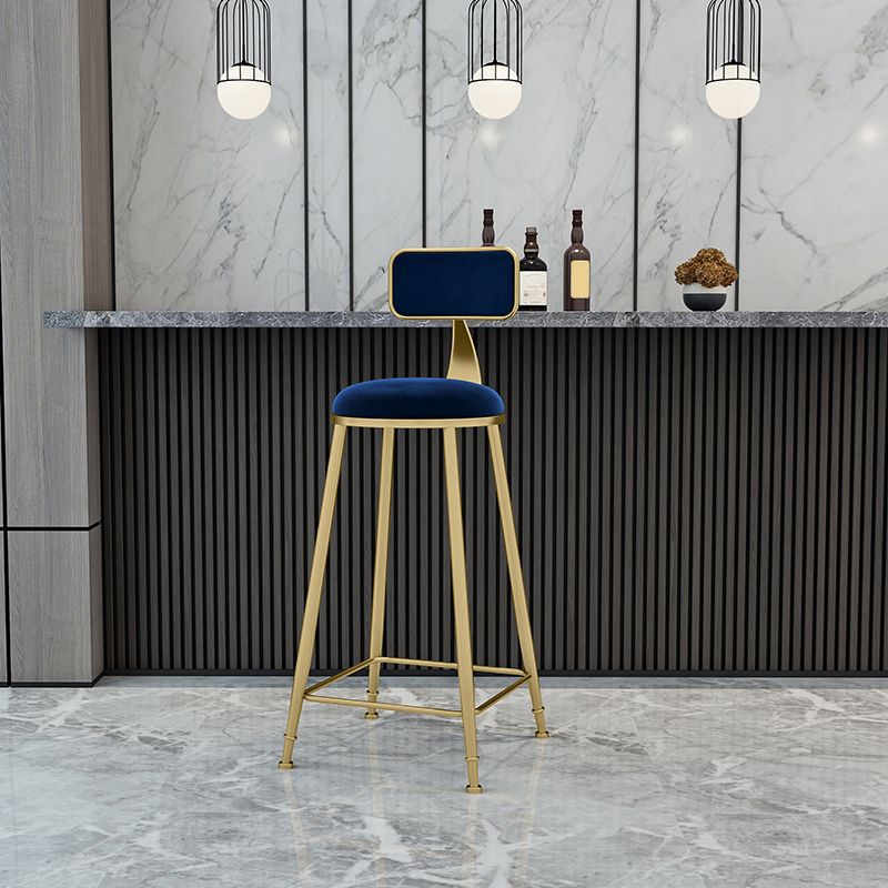 Scandinavian Armless Metal Frame Bar Stool Low Back Upholstered Bar Stool