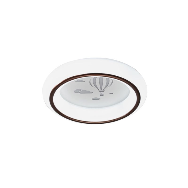 Circular Flush Mount Ceiling Light Nordic Acrylic White LED Flushmount with Elk/Star/Hot Air Balloon Pattern