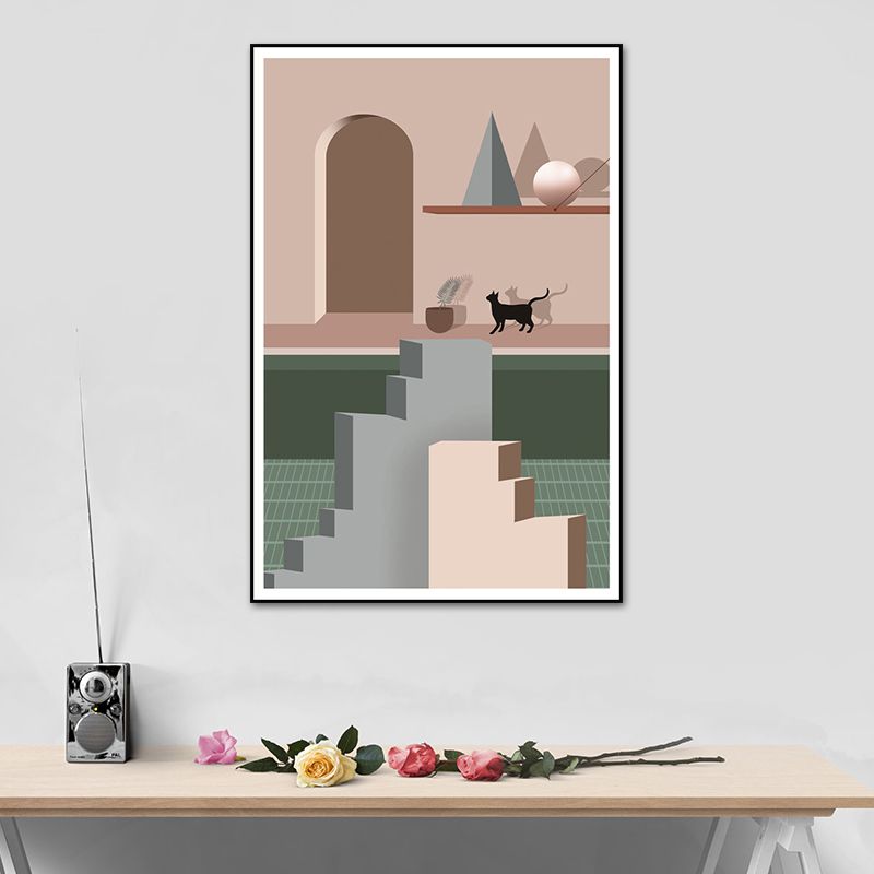 Toile intérieure de maison nature morte, décor artistique mural texturé nordique de couleur claire pour la maison