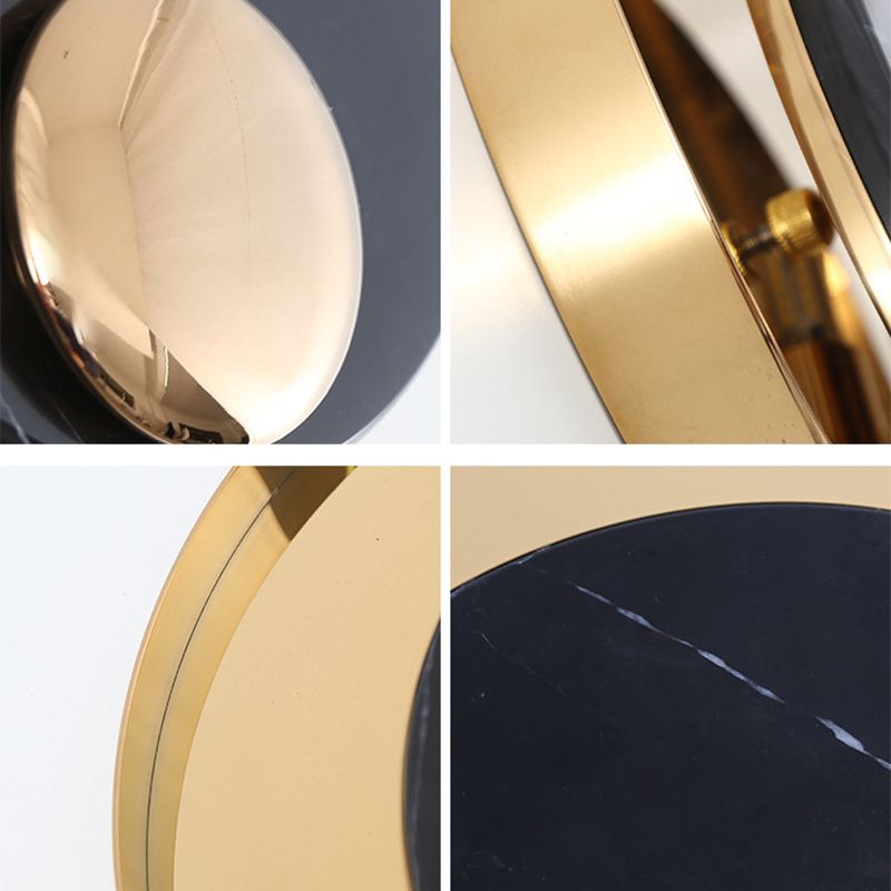 Modern Style Metal Wall Light Round Gold Wall Sconce with Marble for Living Room