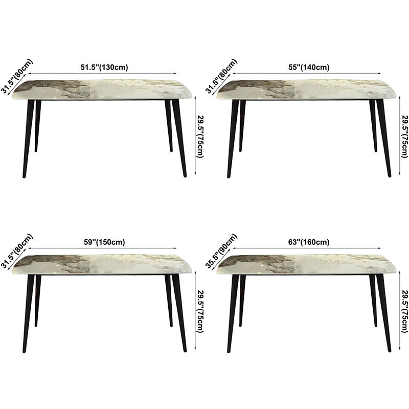 Tavolo da pranzo in pietra sinterizzato moderno beige tavolo da pranzo a forma di rettangolo con 4 gambe