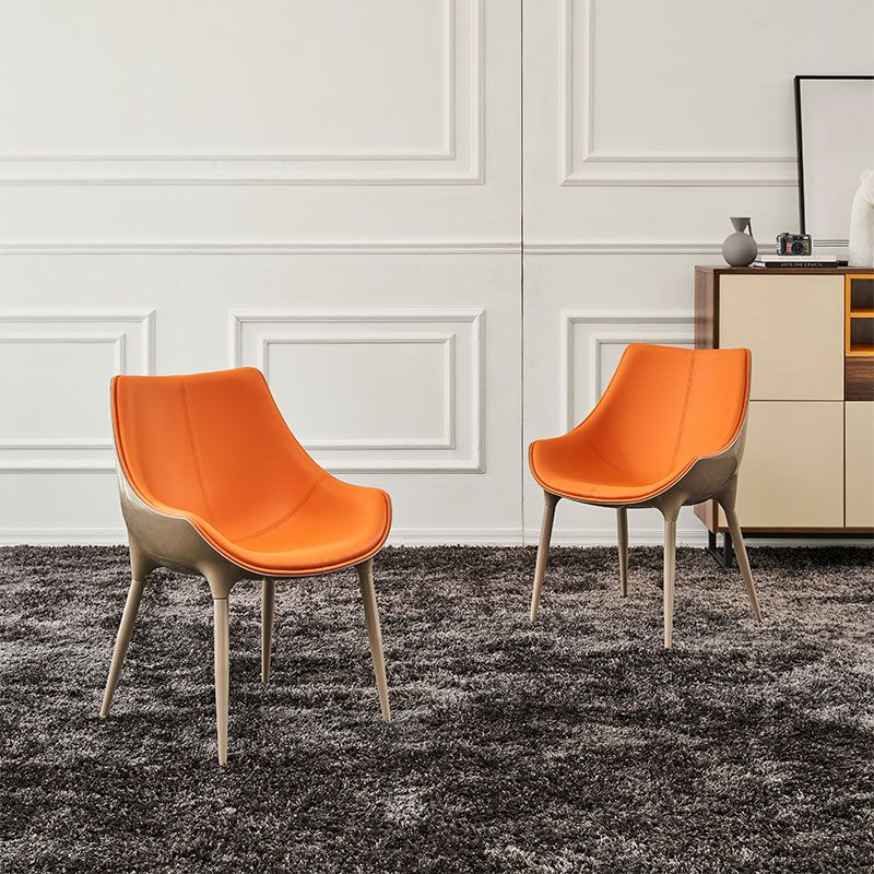 Sillas de comedor estilo moderno Silla auxiliar con brazo de cocina y patas de metal (juego de 2)