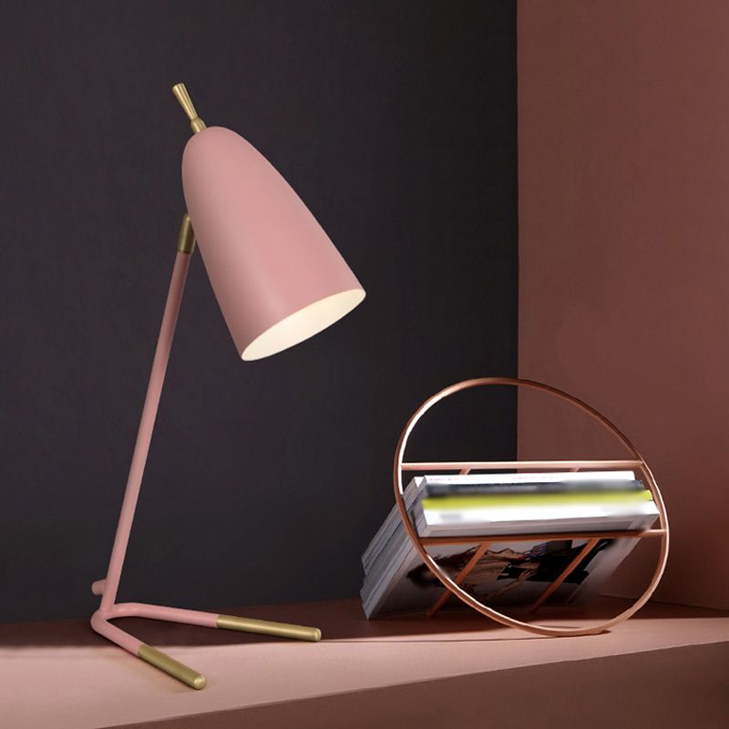 Modern Style Cone Night Table Lamp Metal 1 Light Nightstand Lamp
