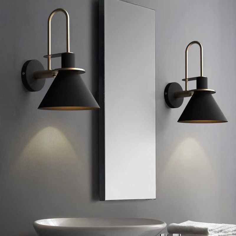 Nordic Style Iron Wall Light Colorful Cone Shape Wall Lamp for Bedroom