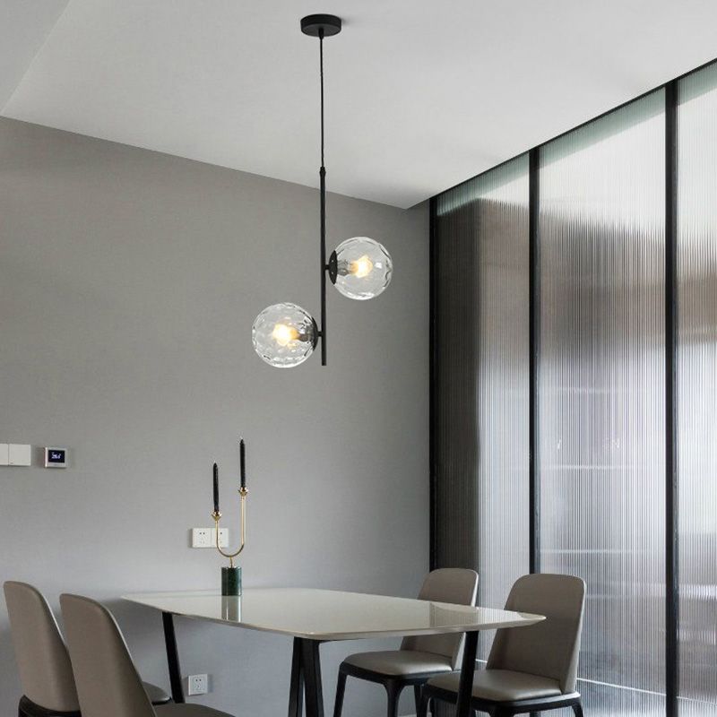 2 Lichte bolvormige tak Hangende lichten Moderne stijl Glazen hangende verlichting voor slaapkamer