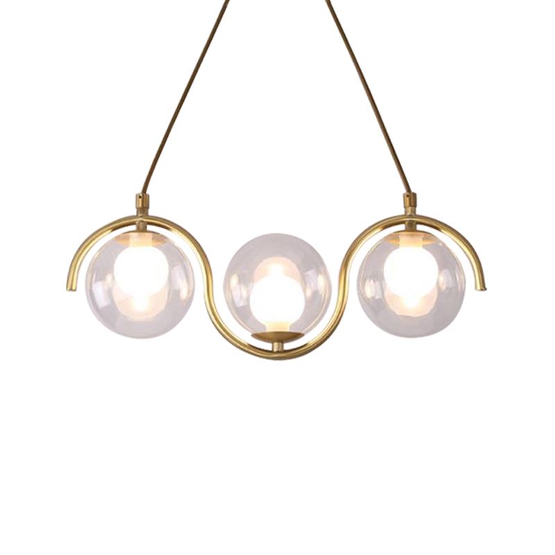 3/5/7 Lichter Wohnzimmer Kronleuchter mit Ball Clear Glass Shade Post Modernist Gold LED Hanging Deckenleuchte