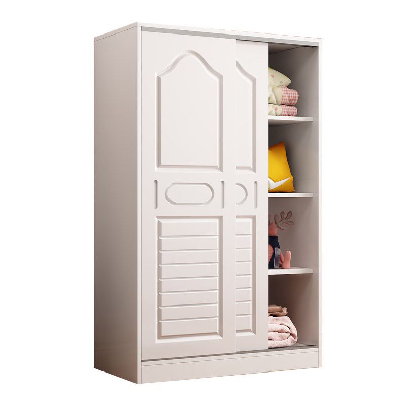 Contemporary Wood Wardrobe 2-Door Wardrobe Closet for Bedroom
