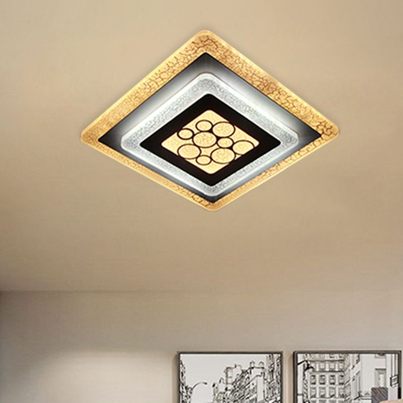 White-Black Rhombus Flushmount Light Modern LED Acrylic Ceiling Flush with Crackle Design