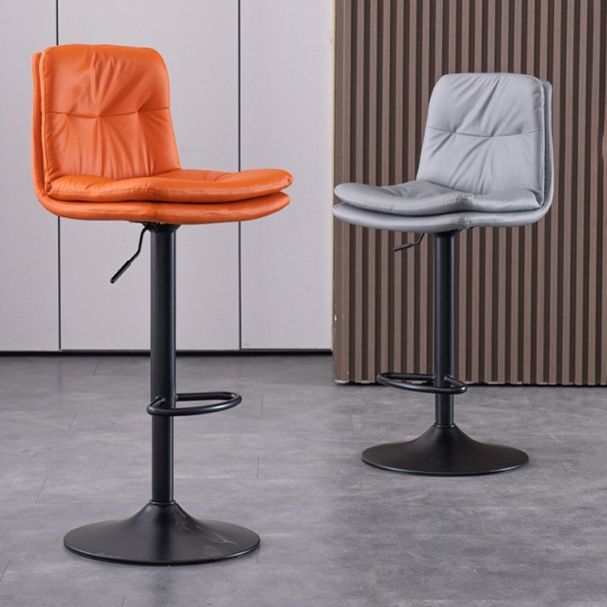 Modern Swivel Adjustable Height Barstool Matte Finish Leather Stool