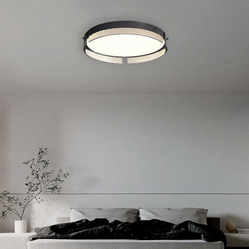 Modern Style Ceiling Mount Light LED Round Black with Glass Shade for Bedroom
