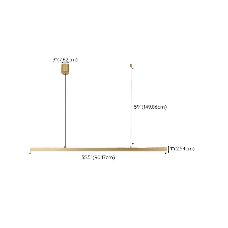 Gold Island Light 1-Light LED Island Hanging Lamp with Acrylic Shade for Living Room