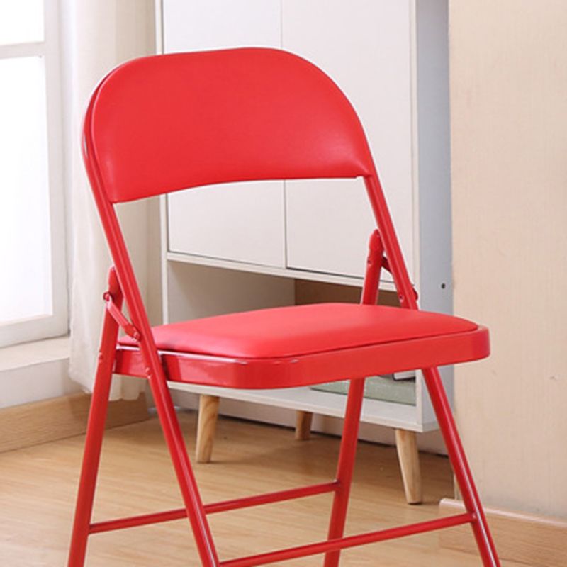 Contemporary Black Metal Frame Chair Armless Faux Leather Conference Chair