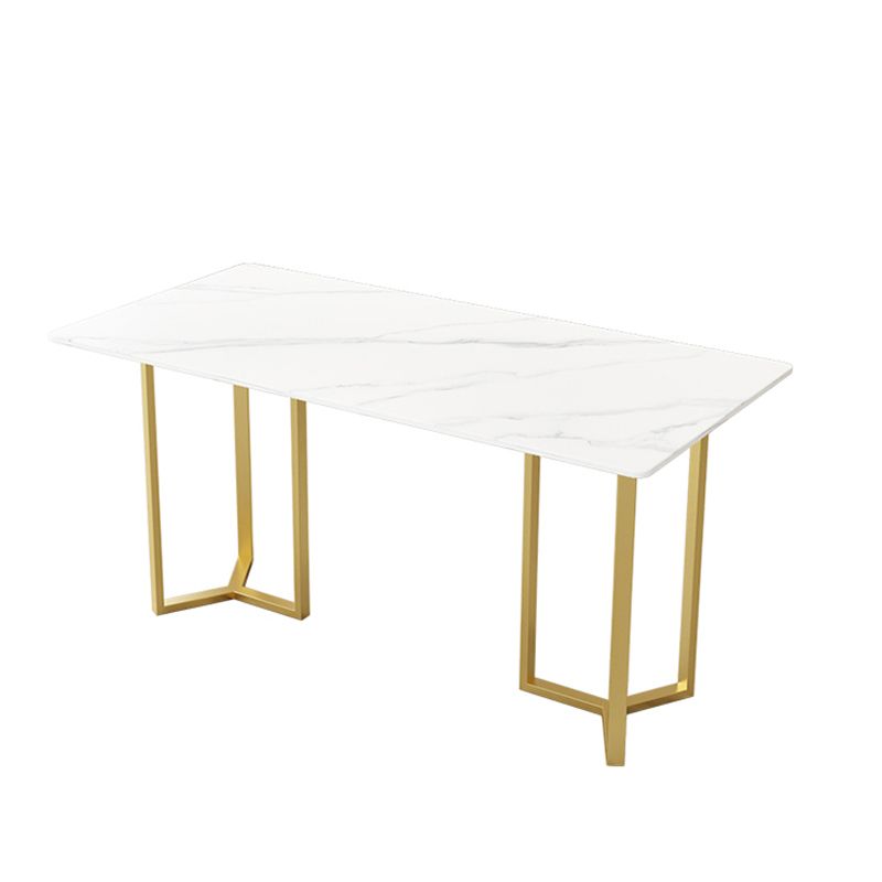 Table à manger en pierre frittée, Table traditionnelle de luxe à cadre doré pour la maison