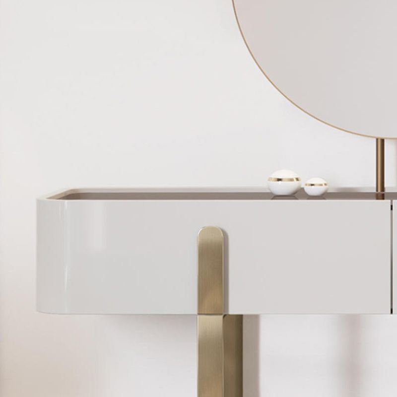 Brown Glass Top Vanity Table Glam Simple 29.53" H Dressing Table Set