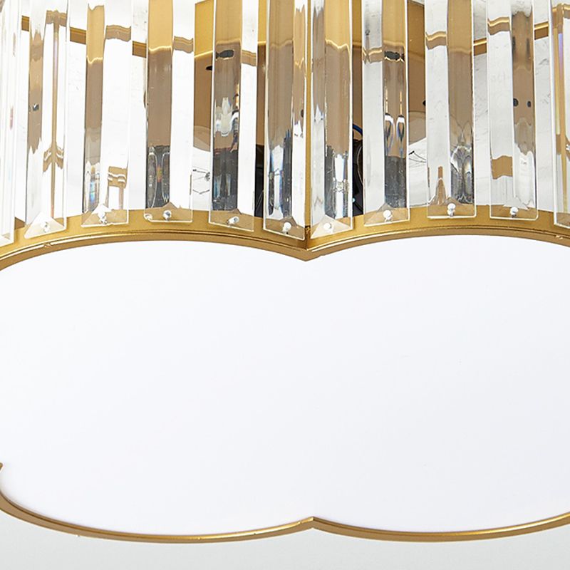 Geometry Shape Ceiling Lamp Modern Iron Flush Mount with Glass Lampshade for Bedroom