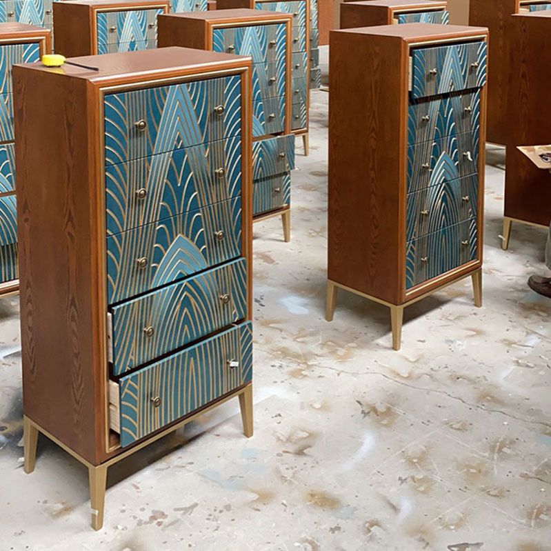 Luxurious Buffet Table Gold Frame Multi Drawer Dining Table for Living Room