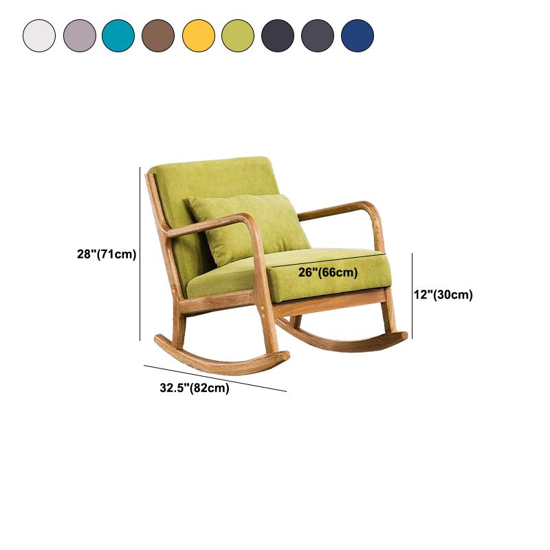 Cotton Linen Rocking Chair Plain Modern Removable Cushions Rocking Chair with Wood Frame