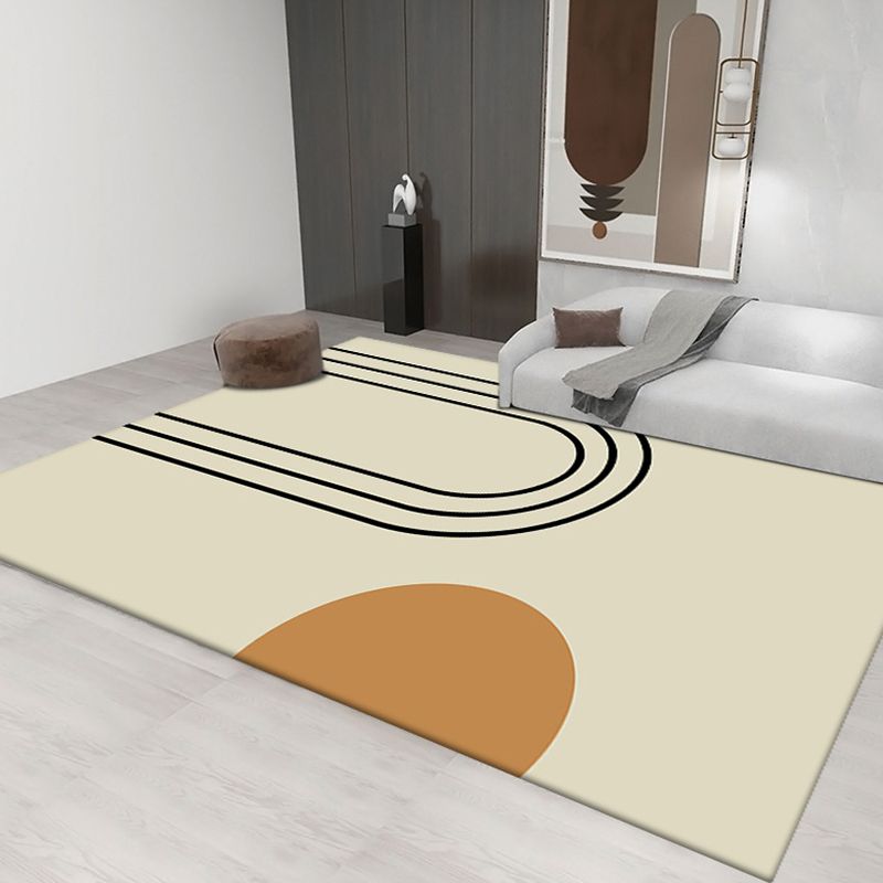 Light Gray Stripe Carpet Polyester Modern Carpet Non-Slip Backing Carpet for Living Room