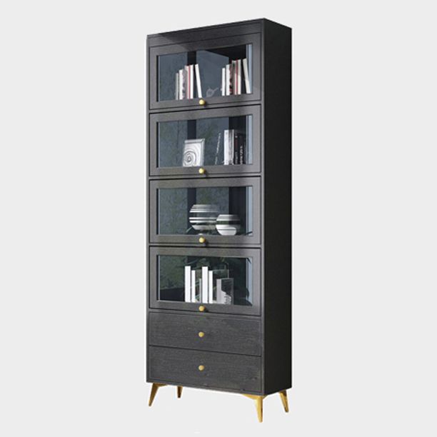 Modern Style Bookcase Standard Closed Back Wooden Bookshelf with Doors
