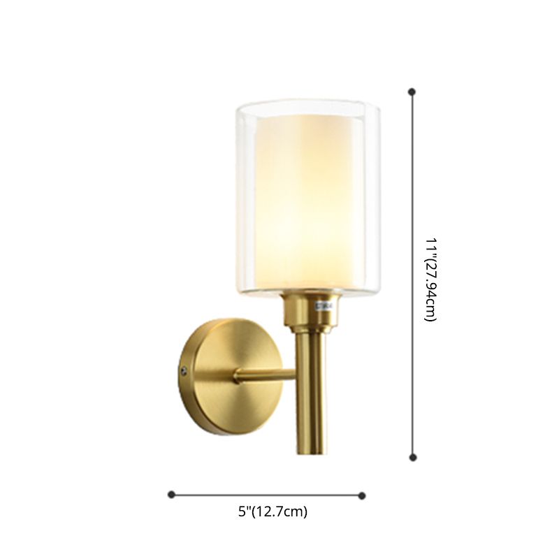 Oro Pronzo da parete a 1 luci a 1 luce in moderna luce da parete da interno in rame di lusso con tonalità di vetro