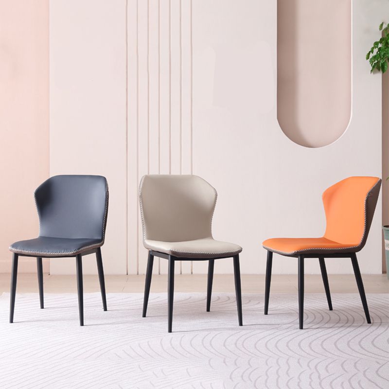 Contemporary Armless Dining Chairs Faux Leather Wingback Side Chair